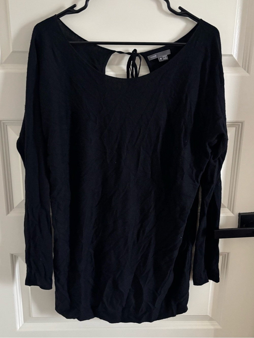 Vince Black Long-Sleeve Tie-Back Top